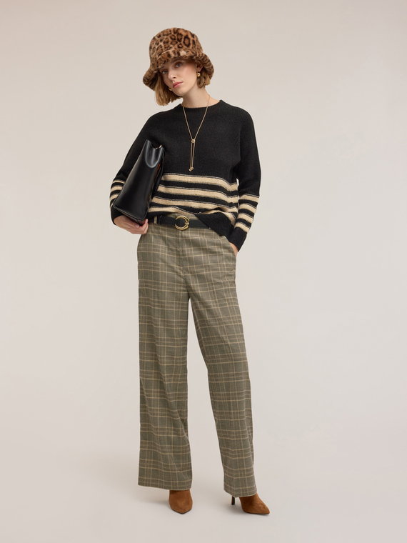 Palazzo pants in yarn-dyed check