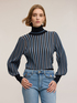 Lurex striped sweater with puff sleeves image number 2