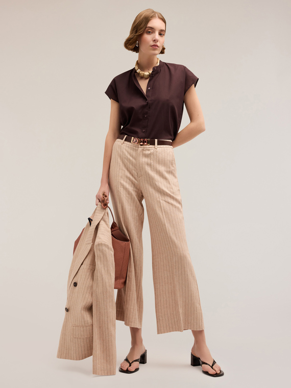 Motivi Camicia con maniche a kimono Donna, Marrone, Taglia XS