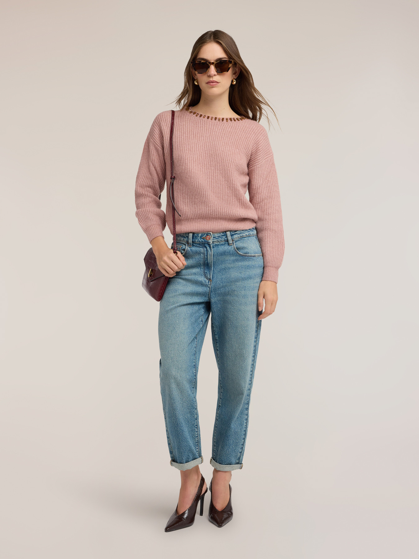 Ribbed alpaca-blend sweater with stones image number 2