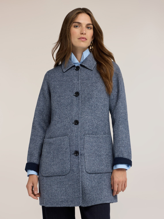 Abrigo reversible en mezcla de lana doble