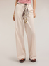 Wide-leg cotton trousers with belt image number 2
