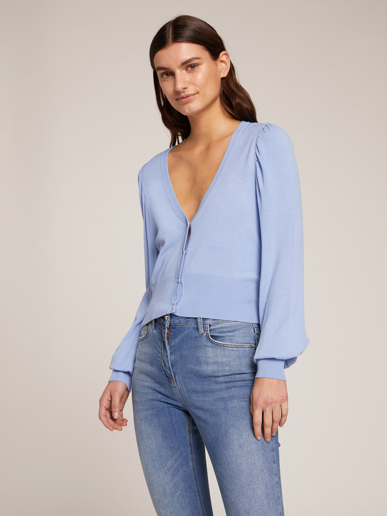 Cardigan corto con bottoni gioiello image number 2