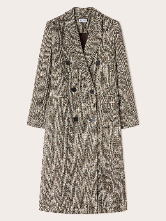 Cappotto doppiopetto in tessuto spigato