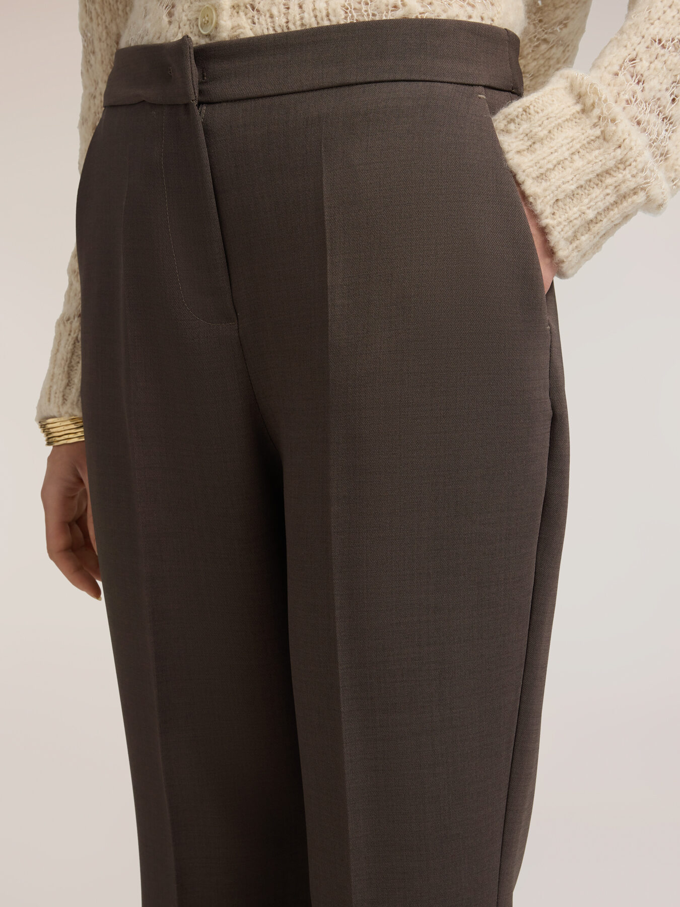 Flare pants with pressed crease image number 3