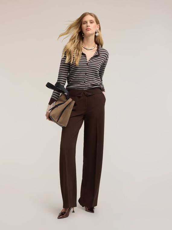 High-waisted palazzo pants with pleat