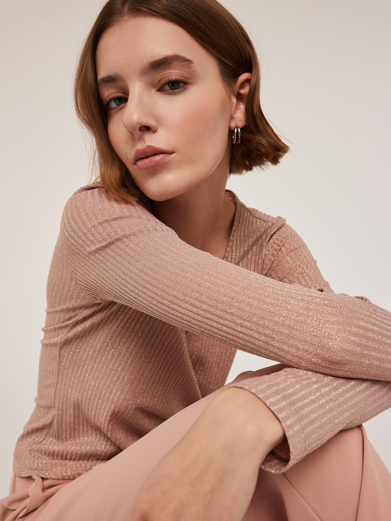 Ribbed lurex crossover jersey image number 2