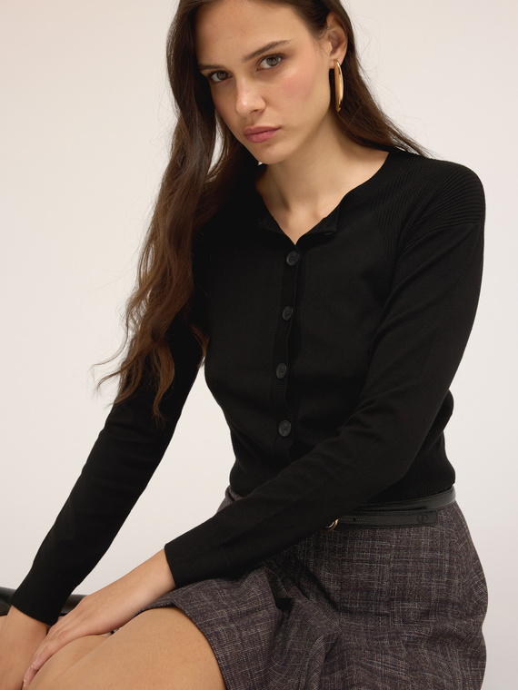 Cardigan with ribbed details