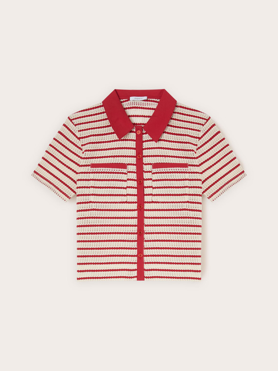 Striped t-shirt with contrast collar