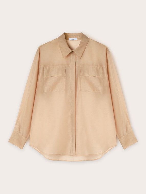 Organza-Bluse mit Taschen