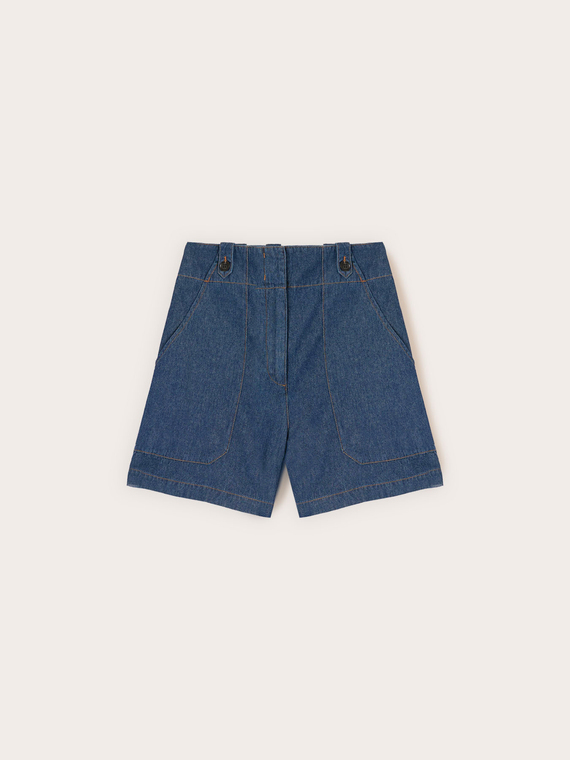 High-waisted denim shorts