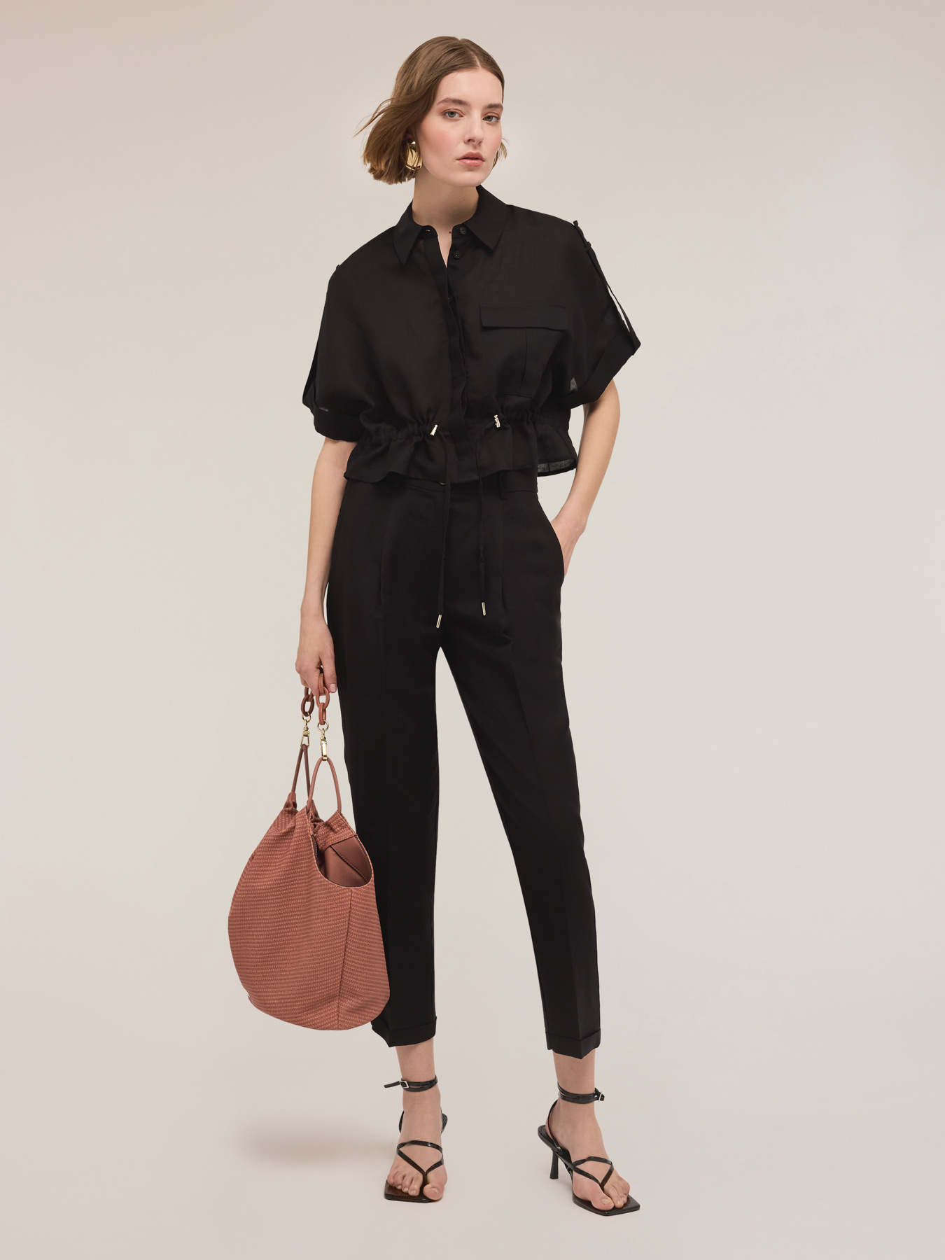 Kimono shirt with drawstring image number 0