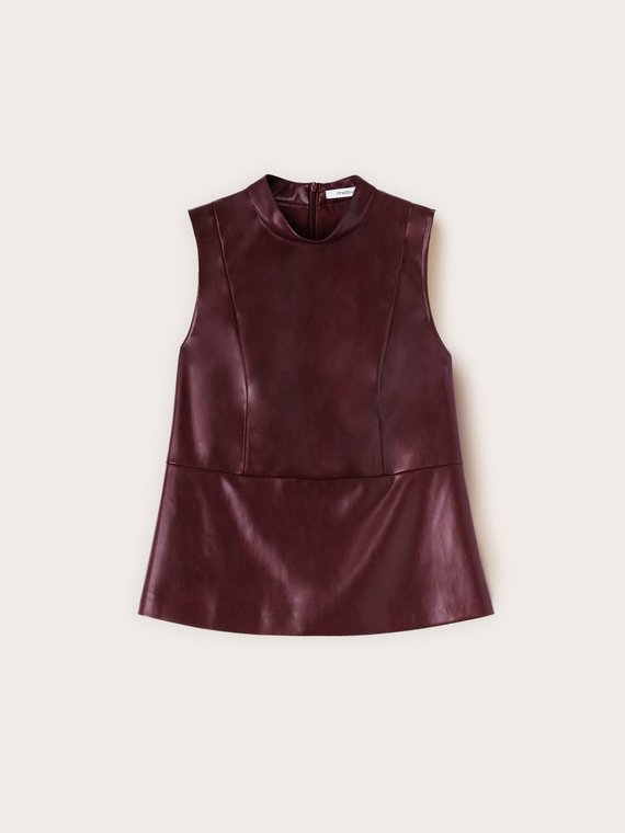 Turtleneck top in coated fabric