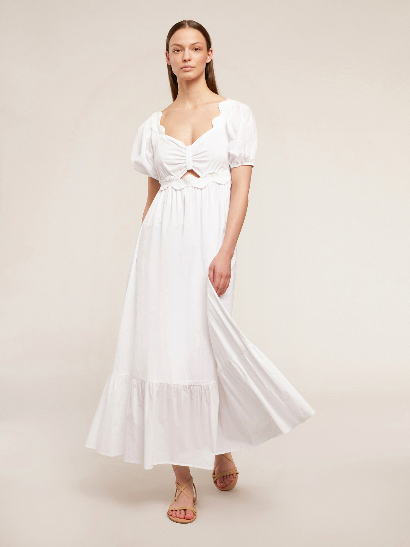 Summer long dress with puff sleeves image number 0