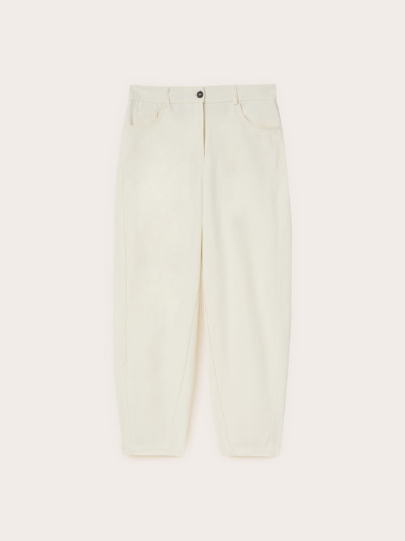 Pantalon cropped barrel leg en drill de coton