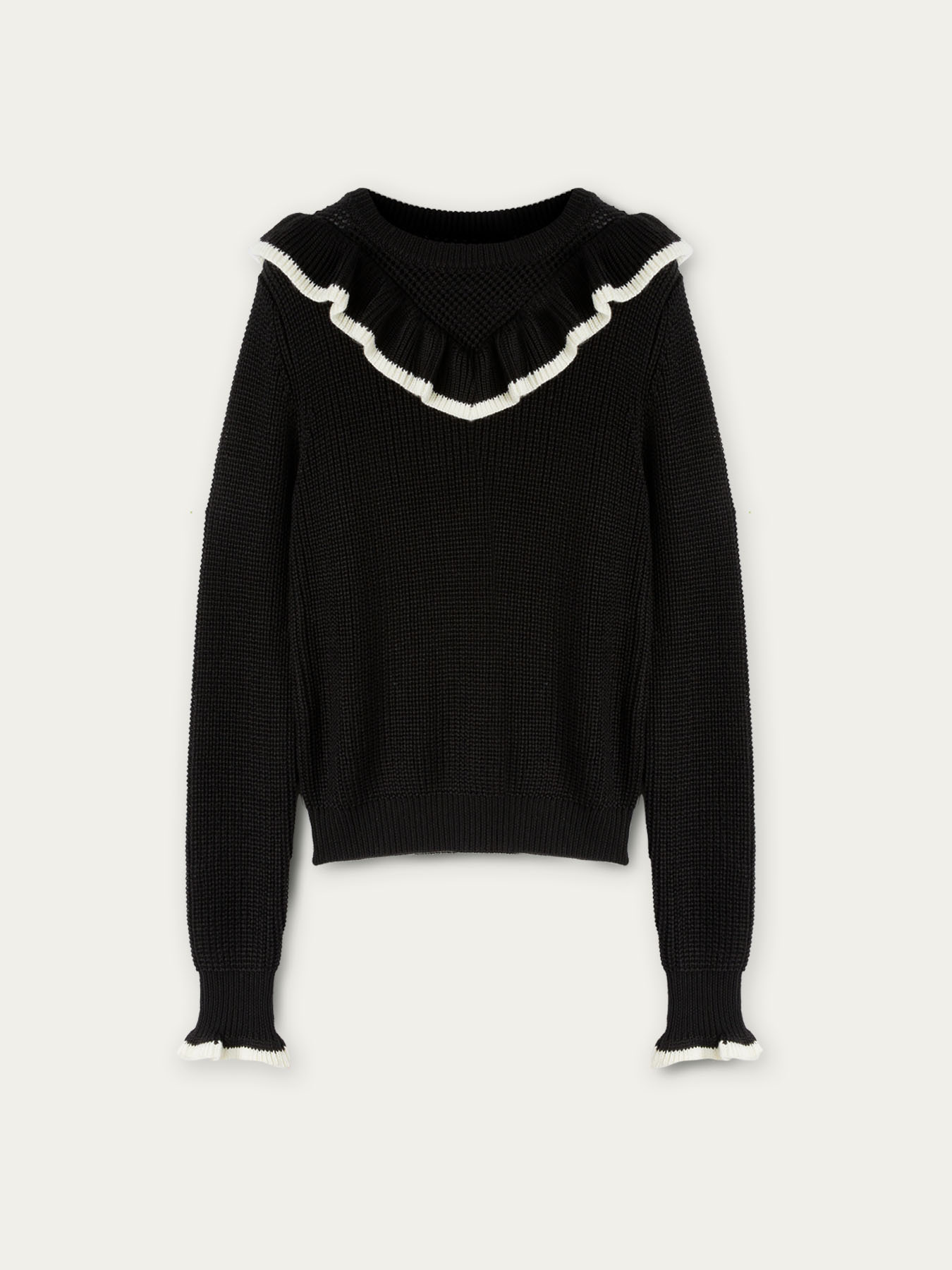 Maglia con carr&eacute; traforato e rouches image number 3