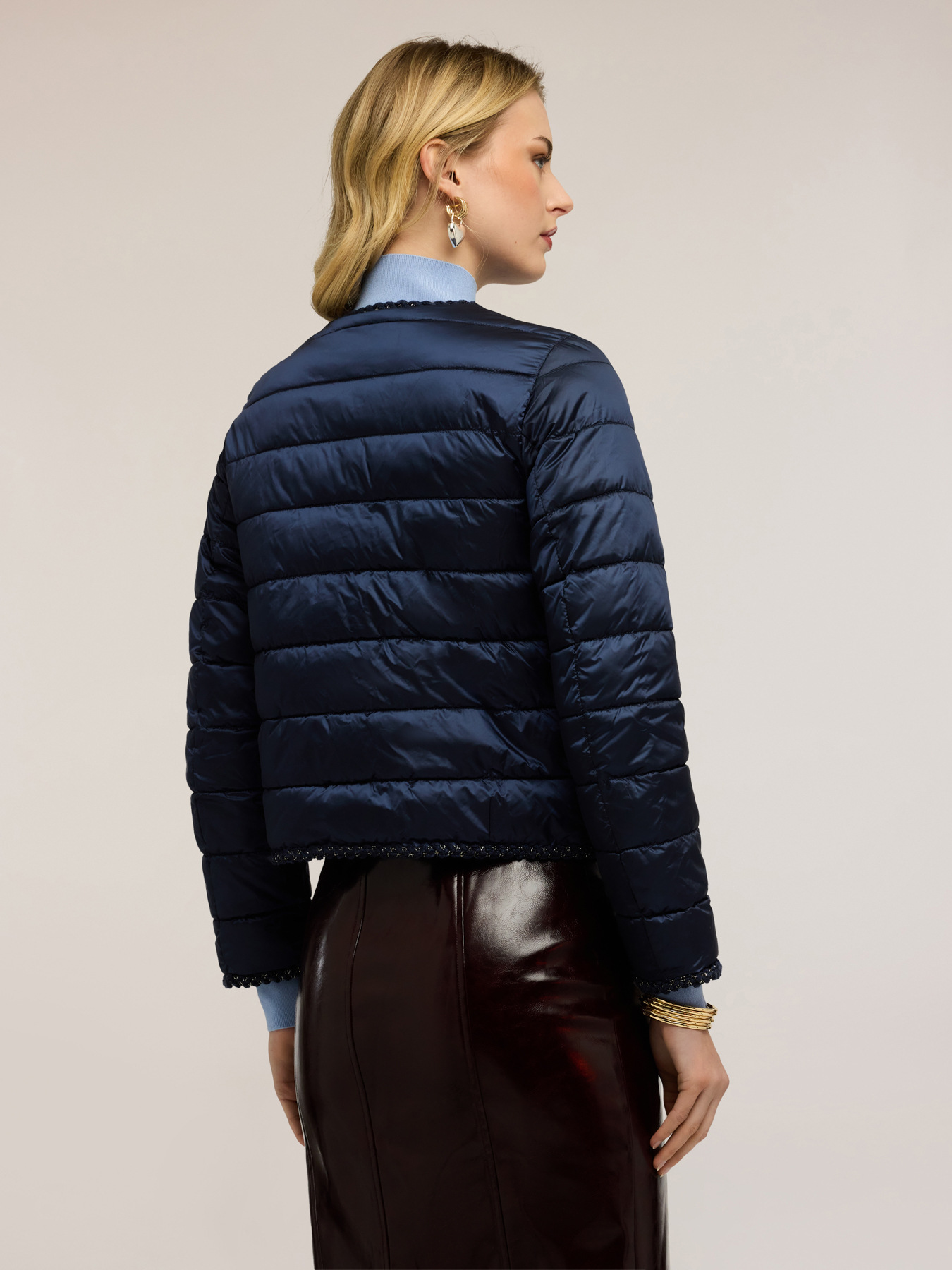 Lightweight down jacket with trim image number 1