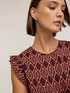 Cotton voile blouse with print and ruffle image number 3