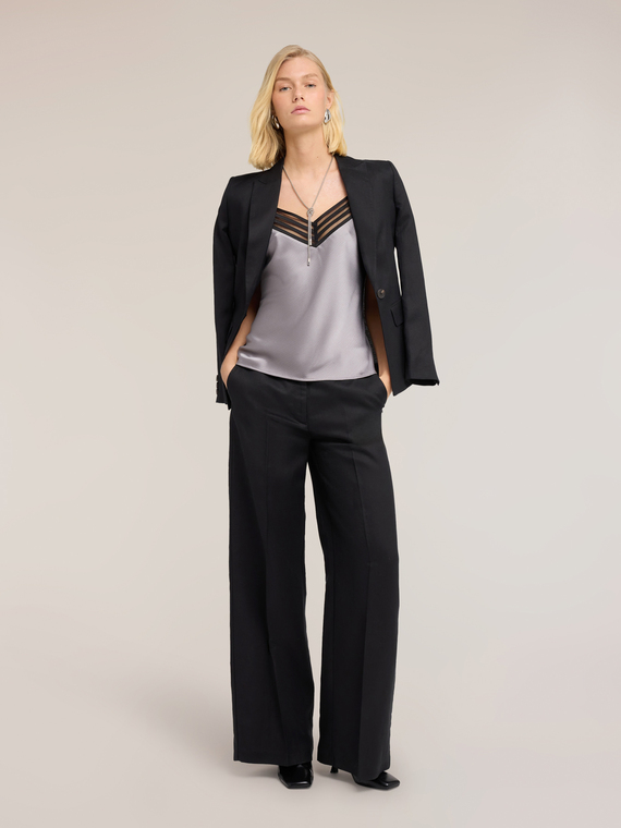 Pantalones palazzo de mezcla de lino