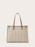 Shopping bag in canvas a righe image number 1