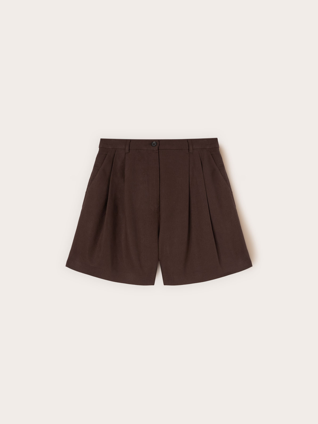 Shorts mit hoher Taille aus Leinenmischung mit Abn&auml;hern image number 4
