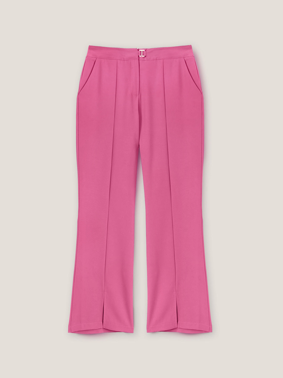 Elegant flared trousers with bottom slit