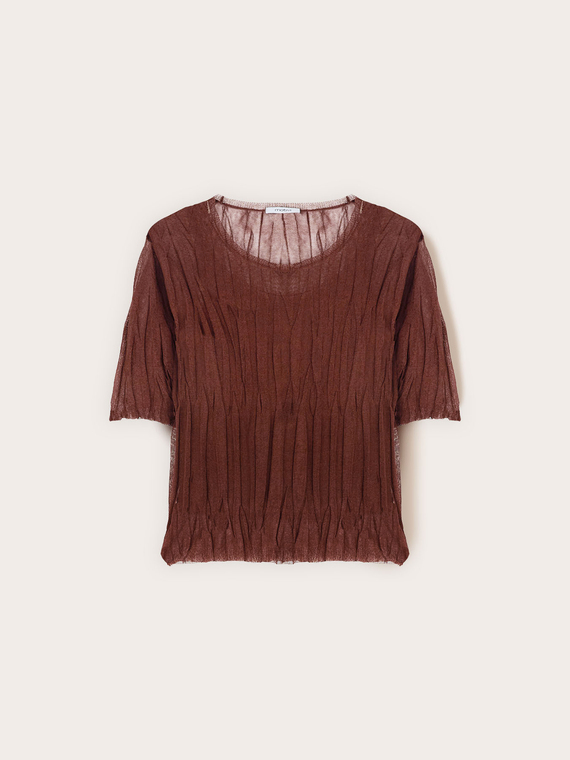 Cropped crinkle-effect sweater