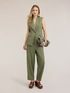 Pleated linen blend trousers with cuffs image number 0