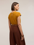 Mixed linen T-shirt with draping image number 1