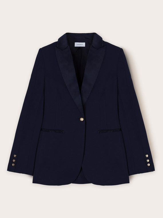 Jachetă la un singur rând de nasturi cu inserții din satin