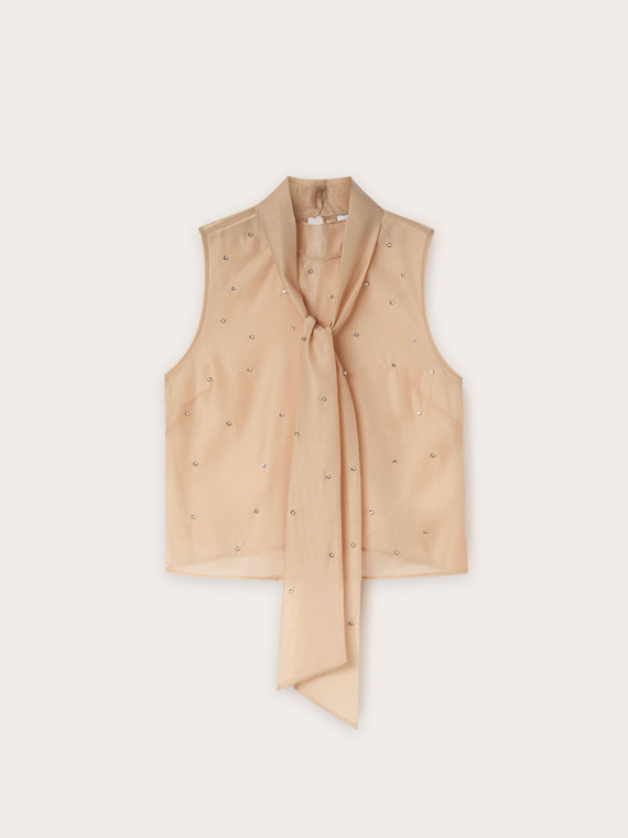 Organza-Top mit Strass-Stickerei