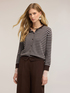 Striped knit cardigan with lace cuffs image number 0