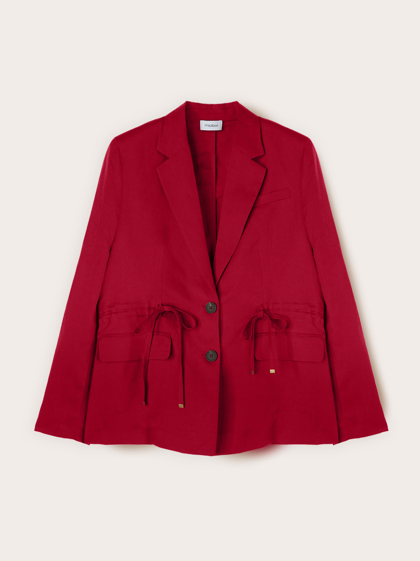 Linen blend blazer with drawstring image number 4