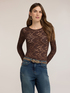 Floral lace T-shirt with scalloped hem image number 0