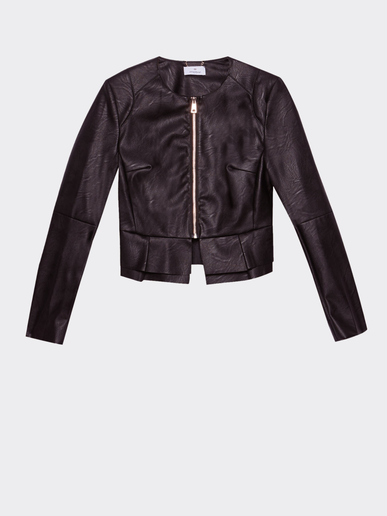 Faux leather peplum jacket image number 3