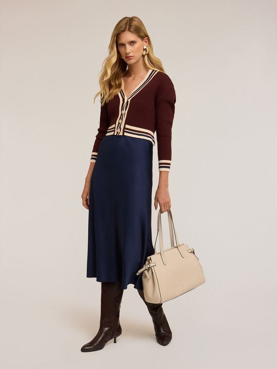 Gonna midi in raso stretch