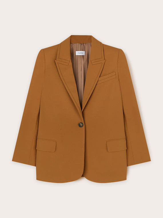 Einreihige Jacke mit Kontrastnähten