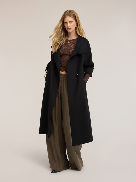 Long coat with high collar