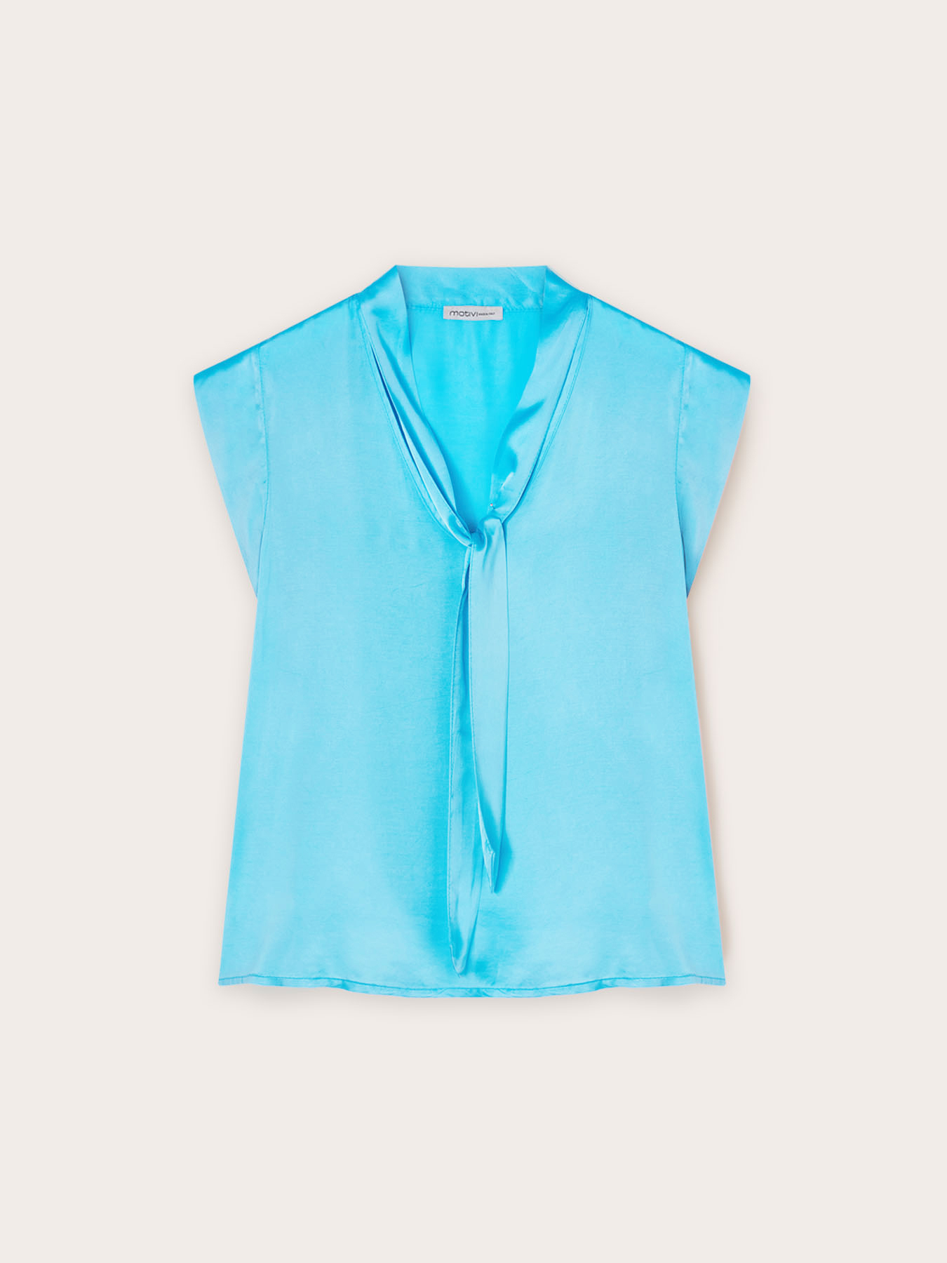 Bluză din satin cu fundiță image number 4