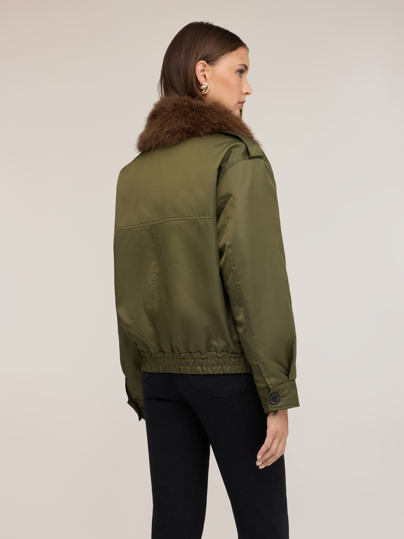 Bomber in nylon con collo removibile image number 1