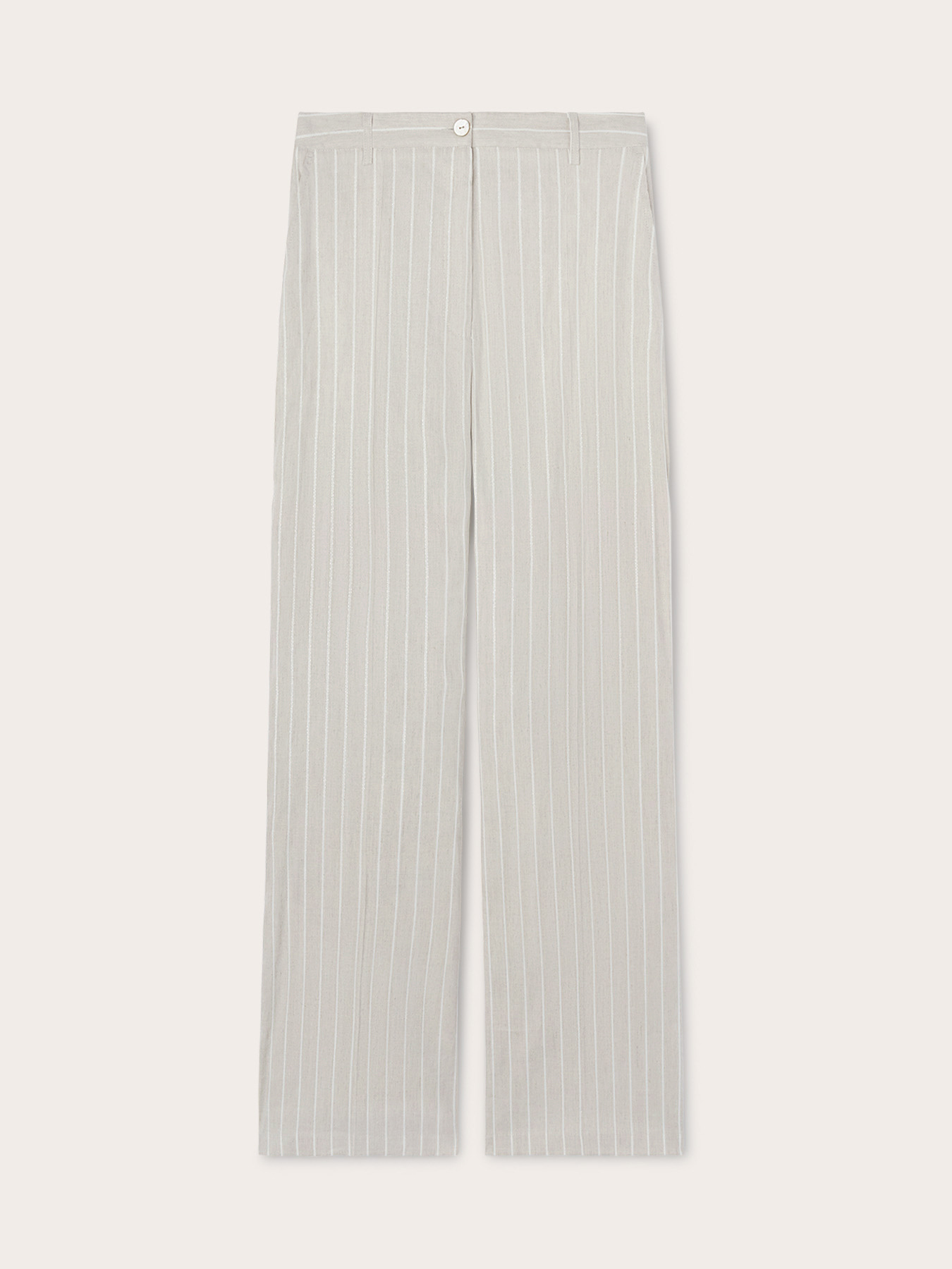 Pantaloni palazzo gessati misto lino image number 5