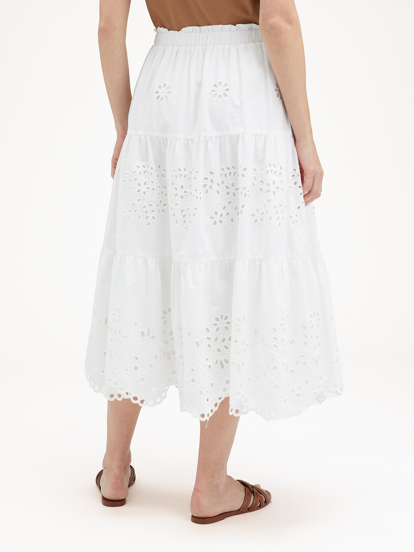Broderie Anglaise flounced skirt image number 1