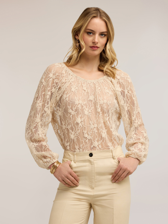 Bluse aus Spitze mit langen &Auml;rmeln