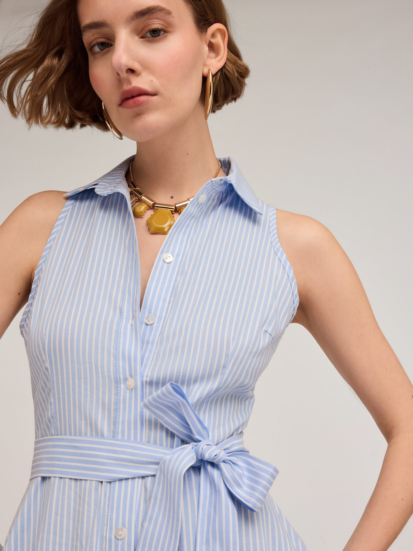 Vestito chemisier in cotone a righe image number 2