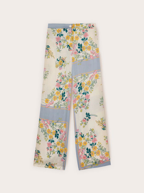 Palazzo pants in printed satin