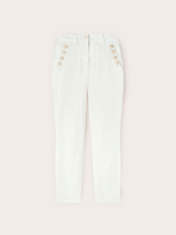 Slim-fit cotton drill trousers