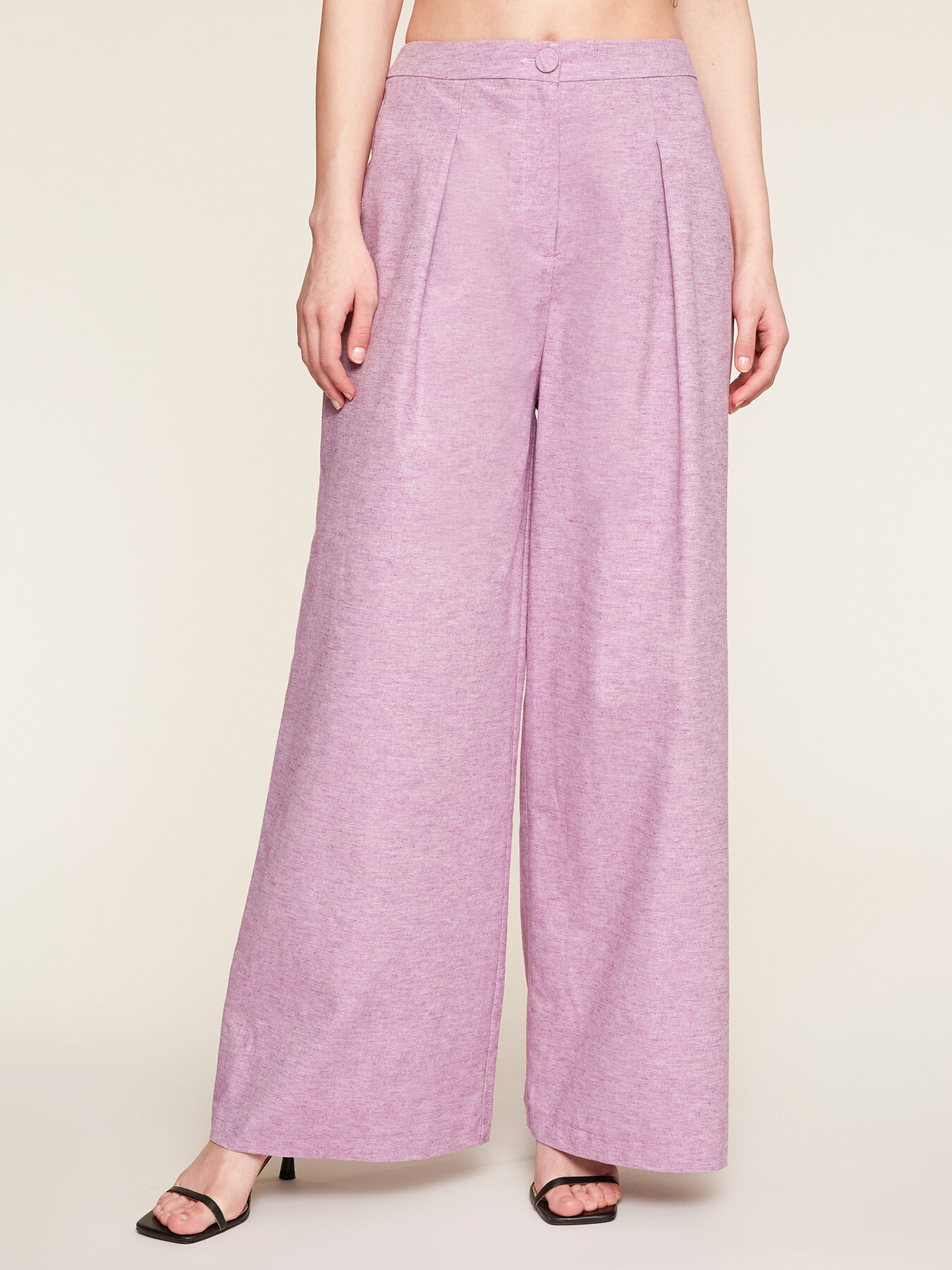 Linen cotton canvas palazzo trousers image number 0