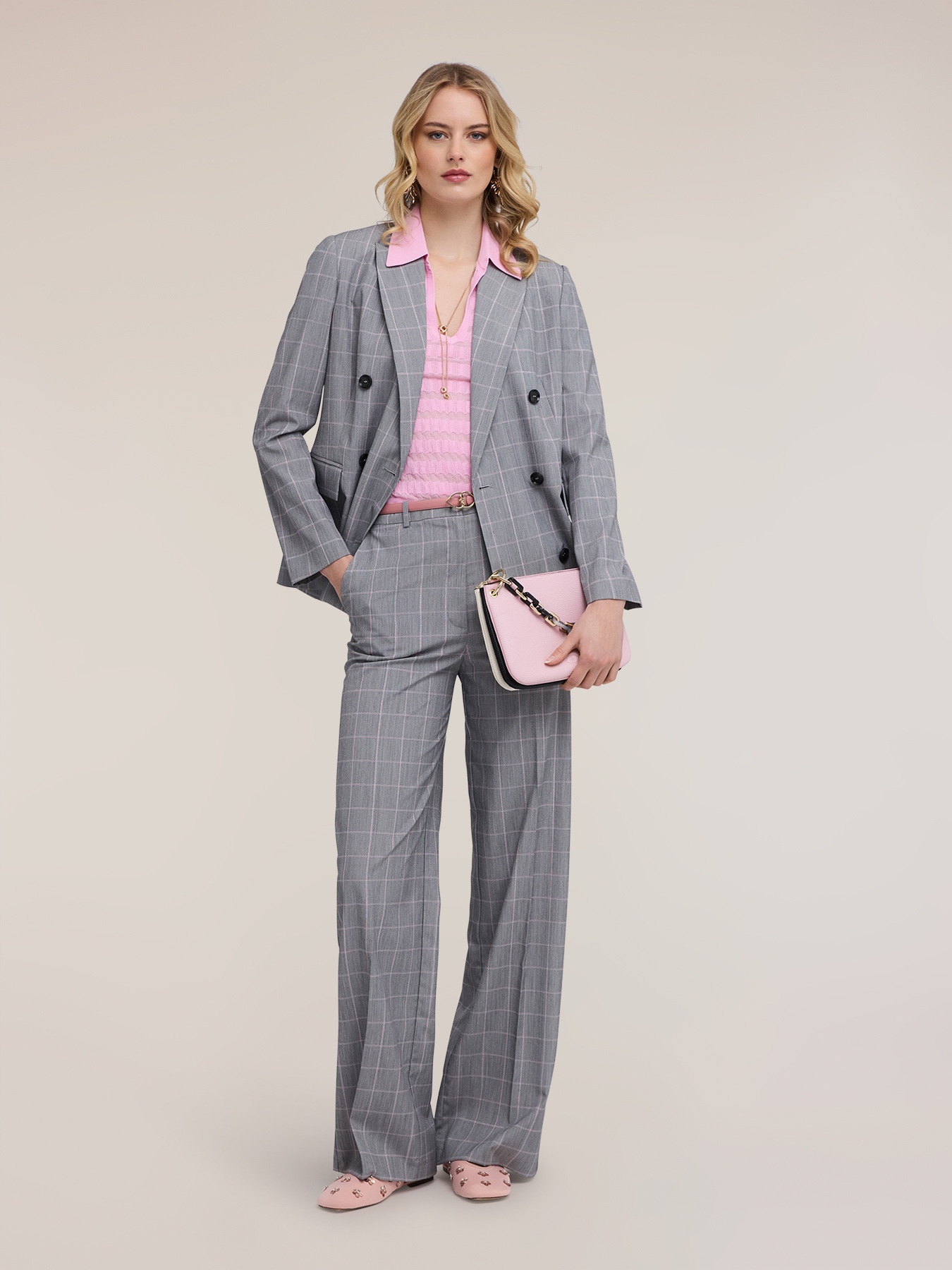 Prince of Wales check palazzo trousers image number 0