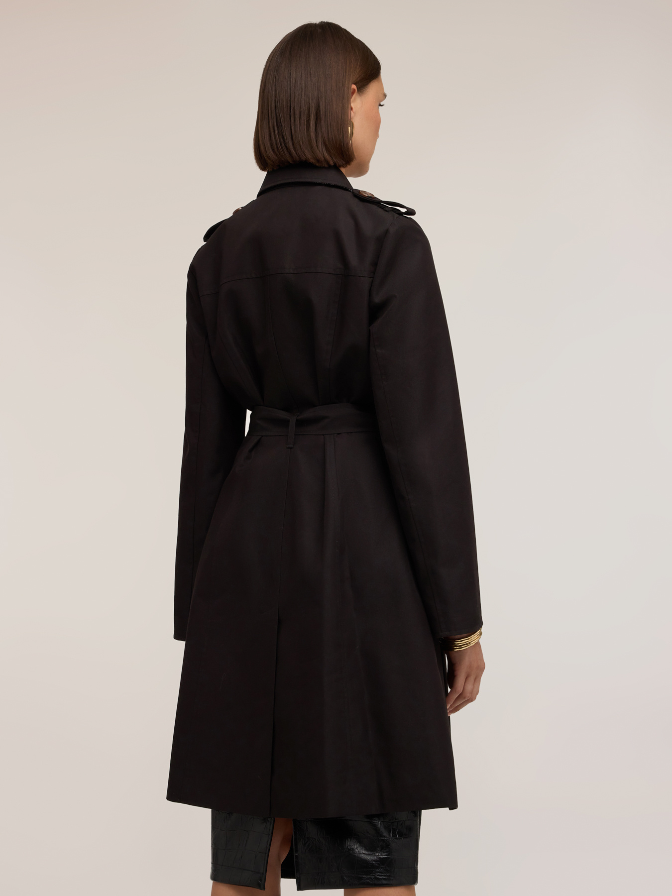 Double-breasted belted cotton blend trench coat image number 1
