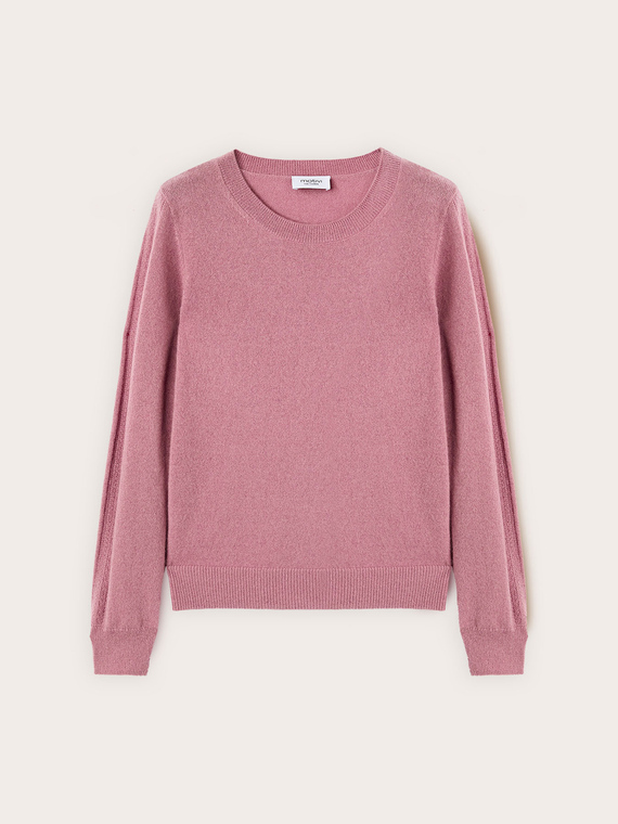 Pull en cachemire avec manches c&ocirc;tel&eacute;es